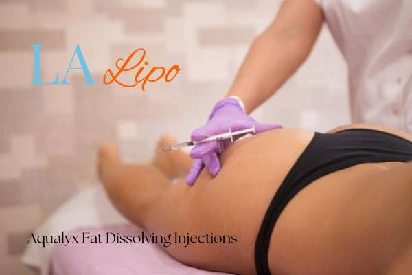 Woman having fat dissolving injections Andover on thighs