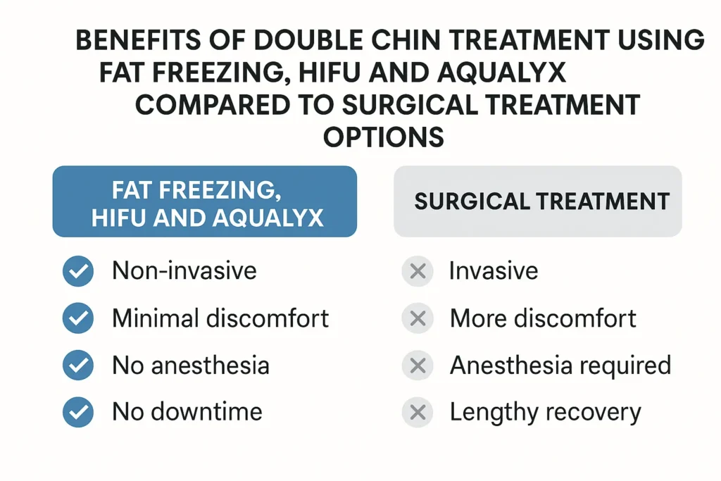 Graphic about the benefits of double chin treatment Andover - from LA LIPO
