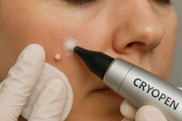 Woman receiving milia removal treatment Andover